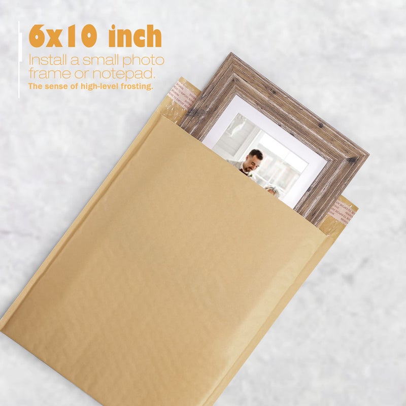 Metronic Kraft Bubble Mailers 6x10 Inch 50Pack Padded Envelopes, Self-Seal Bubble Envelopes, Mailing Envelopes, Packaging for Small Business, Bulk Mailers, Kraft Brown, Bubble Mailers Usable Size 6x9 - Image 5